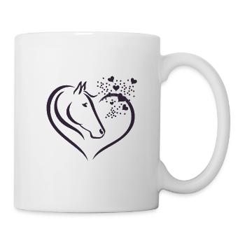 Tiermotiv Pferd Pferdeportrait Herz Geschenk - Tasse - Weiß - Rechts