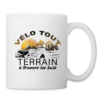 Vélo tout terrain à travers les bois - Mug blanc - blanc - Droite