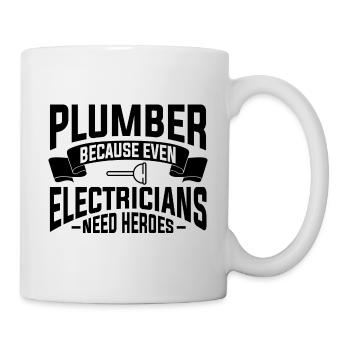 Plumber Because Even Electricians Need Heroes - Mug - white - Right
