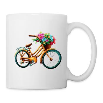 Fahrrad mit Blumen - Tasse - Weiß - Rechts