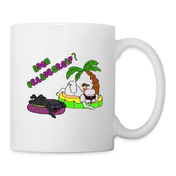 Pudeldesign - süßer Pudel in Urlaubslaune - Tasse - Weiß - Rechts