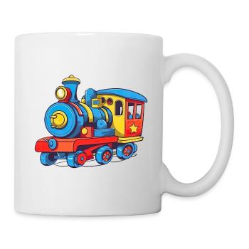 Niedliche Zug Eisenbahn Lokomotive - Tasse - Weiß - Rechts