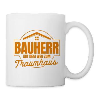 Bauherr Auf Dem Weg Zum Traumhaus Bauherr Geschenk - Tasse - Weiß - Rechts