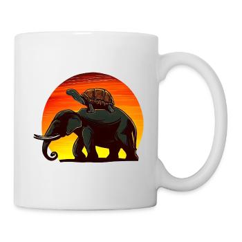 Elephant Turtle Sunset Design - Mug - white - Right