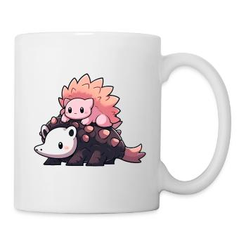Niedlicher Igel reitet auf Dino - Tasse - Weiß - Rechts