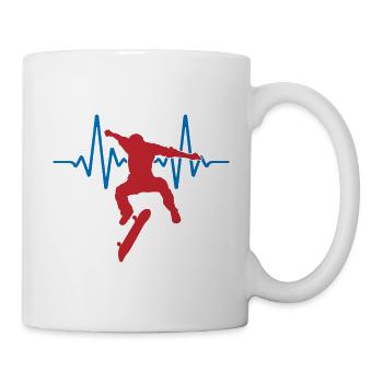 Herzschlag Skater Skateboard EKG | Farben änderbar - Tasse - Weiß - Rechts