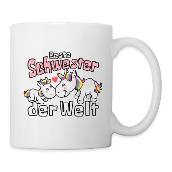 Beste Schwester der Welt - Einhorn Geschwister - Tasse - Weiß - Rechts