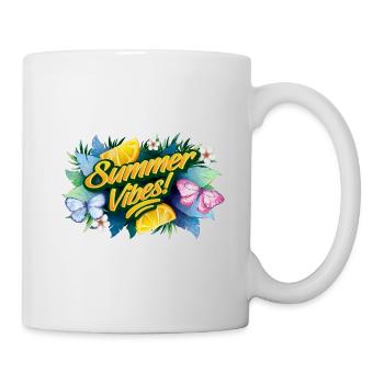 Schmetterlinge Blumen Sommer Urlaubszeit - Tasse - Weiß - Rechts