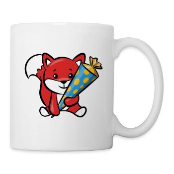 Schlauer Fuchs mit Zuckertüte - Tasse - Weiß - Rechts