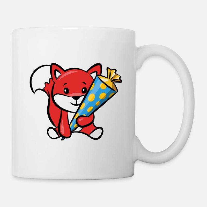Schlauer Fuchs mit Zuckertüte - Tasse - Weiß