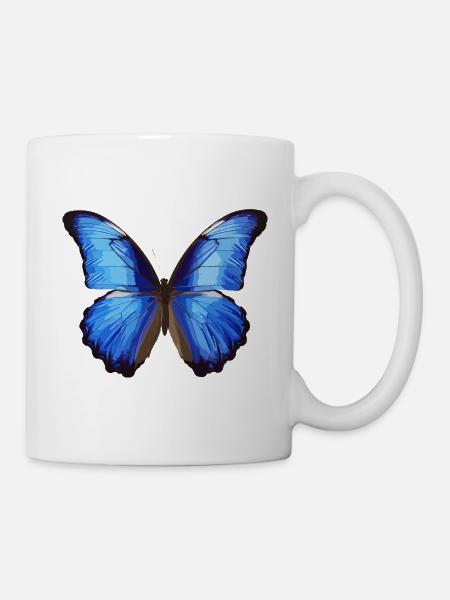 Blauer Morpho-Schmetterling - Tasse - Weiß