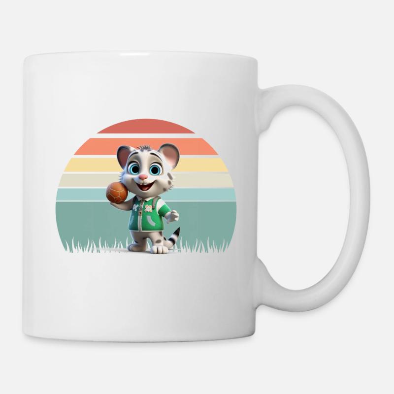 2Katze mit Kugel - Tasse - Weiß