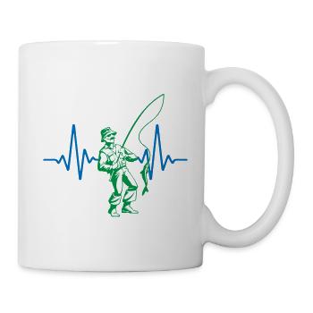 Herzschlag Angler Angeln | Farben änderbar - Tasse - Weiß - Rechts