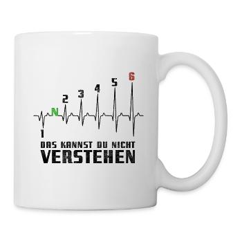1N23456 Motorrad Gangschaltung - Adrenalin - Puls - Tasse - Weiß - Rechts