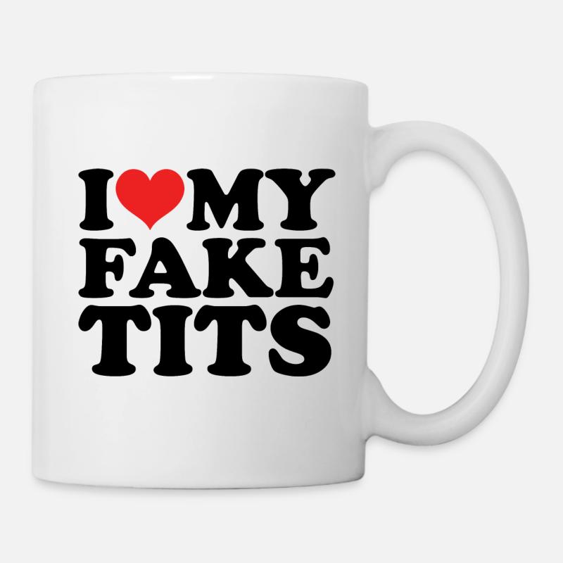 Künstliche Brüste Brustvergrößerung Brust Satire - Tasse - Weiß