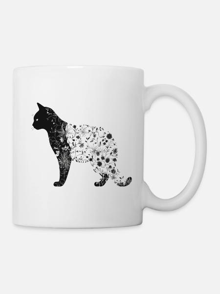 Floral Cat - Mug - white