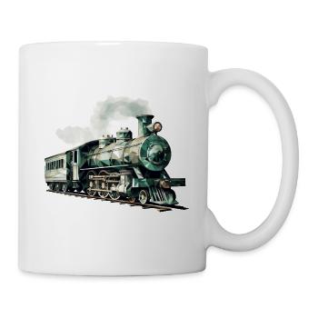 Polygonale Pracht: Die kunstvolle Dampflok - Tasse - Weiß - Rechts