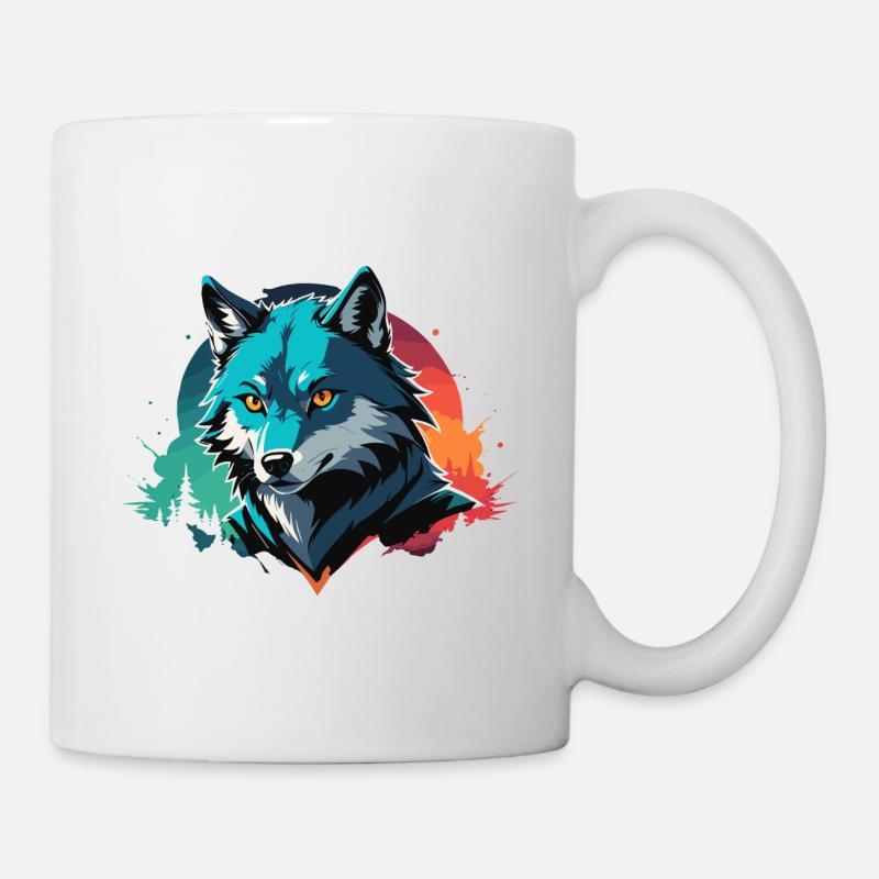 Wolf Canine Colorful Illustration - Mug - white