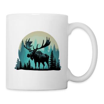 Moose Silhouette Cool in the Forest Beautiful Landscape - Mug - white - Right