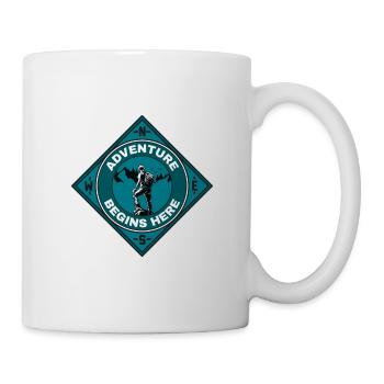 Adventure Begins Here Mountains Hiking Climbing Nature - Mug - white - Right