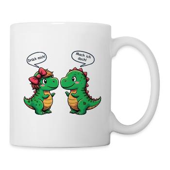 Niedliche T-Rex Dinos - Drück mich! - Lustiges - Tasse - Weiß - Rechts