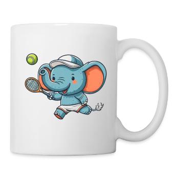 Niedlicher Elefant als Tennis-Tennisspieler - - Tasse - Weiß - Rechts