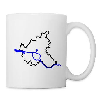 Hamburg - Kontur der Stadt - mit Elbe - Tasse - Weiß - Rechts