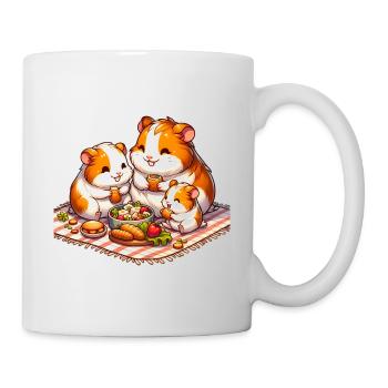 Meerschweinchen Familie Picknick im Freien - Tasse - Weiß - Rechts