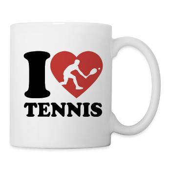 I Love Tennis Typo - Herz - Hobby - Tasse - Weiß - Rechts