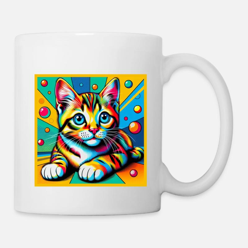 CHAT POP ART - Mug blanc - blanc