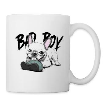 Französische Bulldogge zerkautem Schuh für - Tasse - Weiß - Rechts
