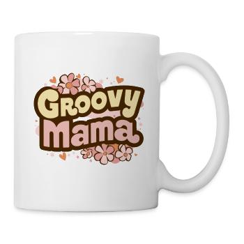 Retro Groovy Mama Floral Vintage Design - Tasse - Weiß - Rechts