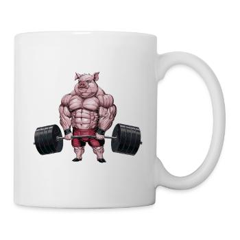 Schwein Gewichtheben Fitness-Studio - Tasse - Weiß - Rechts