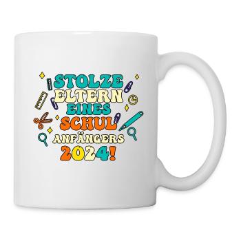 Eltern Schulkind Grundschule Erste Klasse Einschul - Tasse - Weiß - Rechts