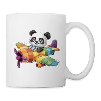 Niedlicher Panda fliegt in einem Flugzeug für - Tasse - Weiß - Rechts