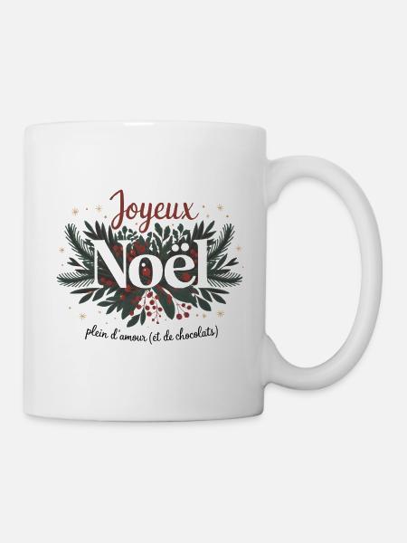 Mug "Joyeux Noël - Plein d'amour et de chocolats" - Mug blanc - blanc