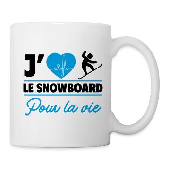 J’aime le snowboard pour la vie - Mug blanc - blanc - Droite