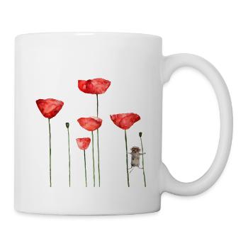 Maus Mohn Tier Sommer witzig frech - Tasse - Weiß - Rechts