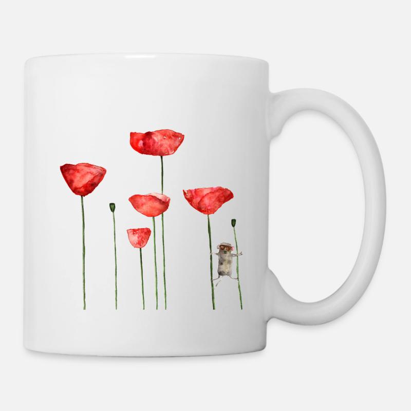 Maus Mohn Tier Sommer witzig frech - Tasse - Weiß
