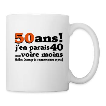 50 ans motif anniversaire,humour,design drole - Mug blanc - blanc - Droite