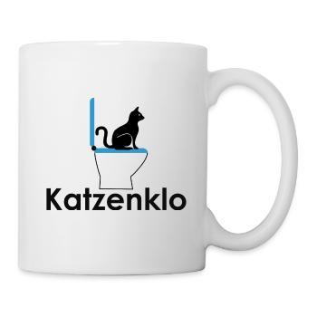 Katzenklo Blau mit Schrift - Tasse - Weiß - Rechts