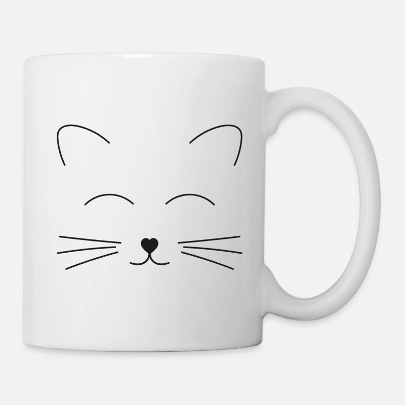 Cute cat face drawing - Mug - white