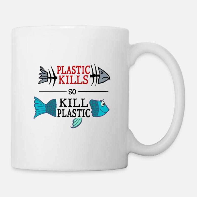 plastic kills - so kill plastic - Mug blanc - blanc