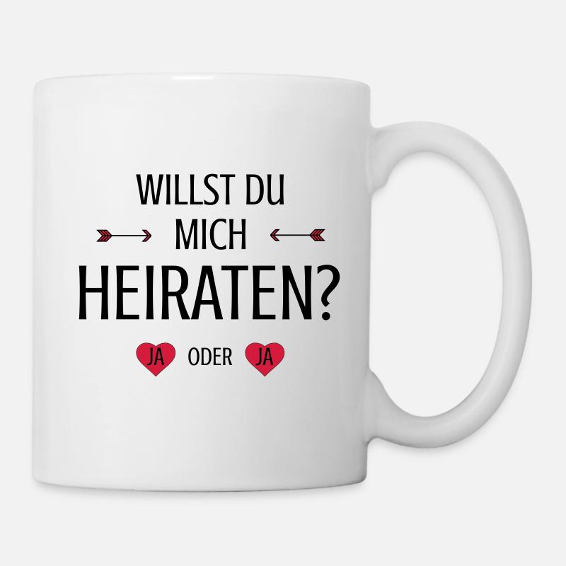 Willst Du mich heiraten Hochzeitsantrag Spruch - Tasse - Weiß