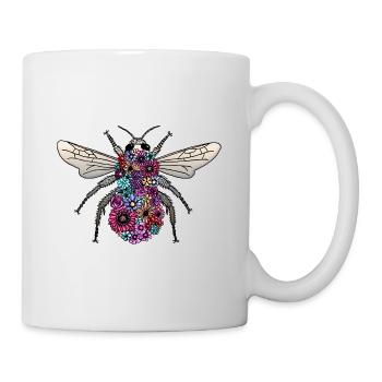 Bumblebee design - Bumblebee of colorful flowers - Mug - white - Right