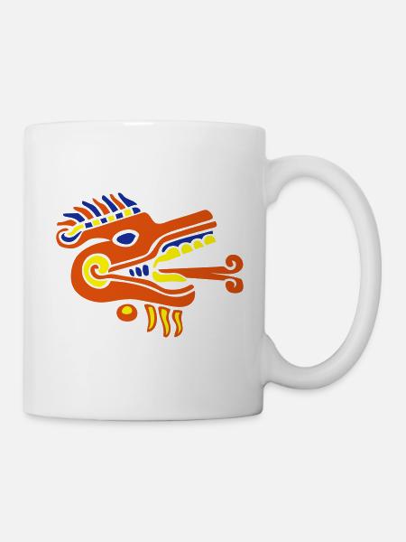 statue maya relief design - Mug blanc - blanc