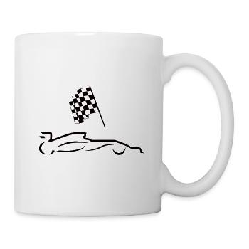 Voitures de course avec drapeaux silhouett - Mug blanc - blanc - Droite