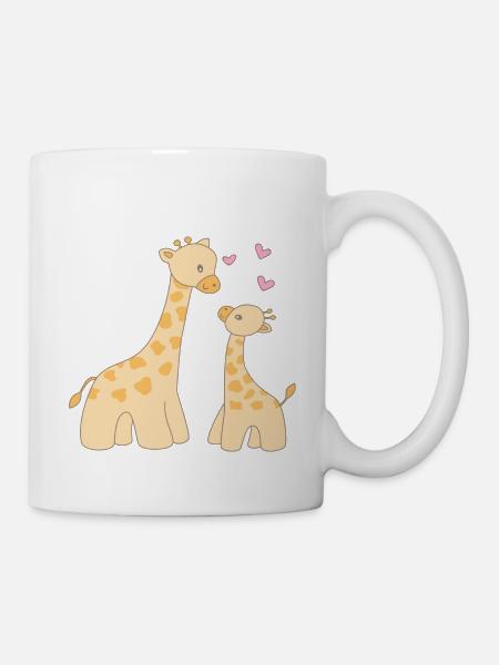 Giraffe mit Welpe - Tasse - Weiß