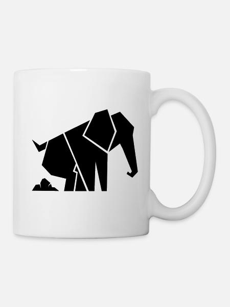 Geometrischer Elefant - Tasse - Weiß