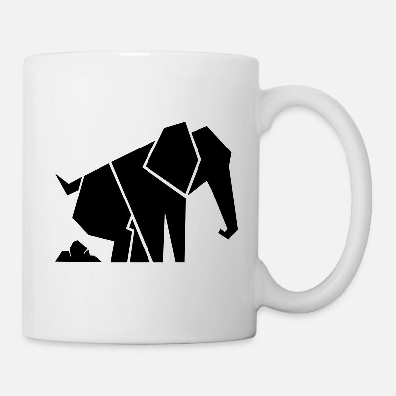 Geometrischer Elefant - Tasse - Weiß
